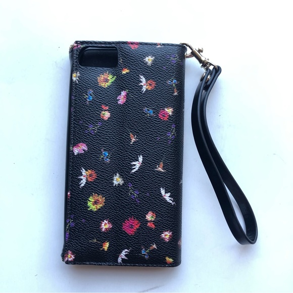 Rebecca Minkoff Folio Wallet Iphone 6/6s Plus Black Floral Multicolor Wristlet - Picture 2 of 12